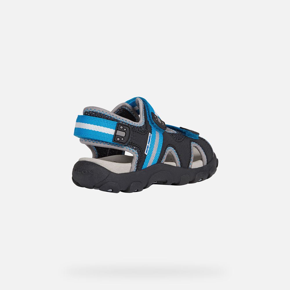 Sandales Geox Strada - Noir/Bleu - Garcon 284579-QUX